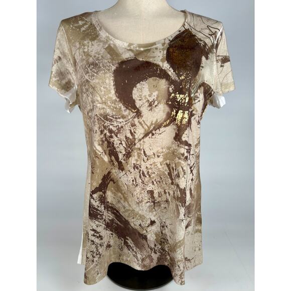 Mudd Y2K Grunge Shirt Gold Beige Womens Sz LARGE Gothic Affliction style 90s - Picture 1 of 8